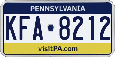 PA license plate KFA8212