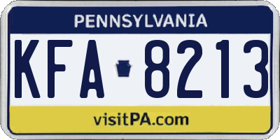 PA license plate KFA8213