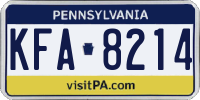 PA license plate KFA8214