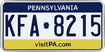 PA license plate KFA8215