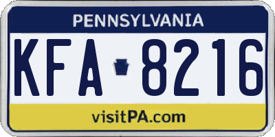 PA license plate KFA8216