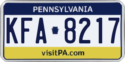 PA license plate KFA8217