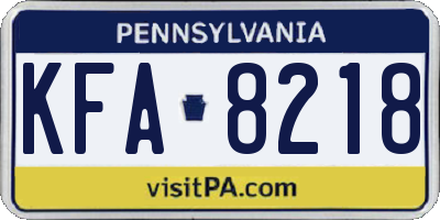 PA license plate KFA8218