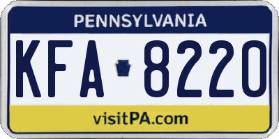 PA license plate KFA8220