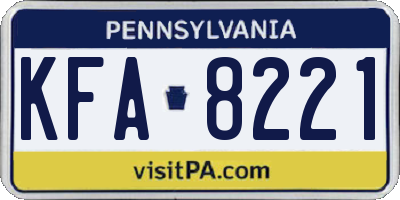 PA license plate KFA8221