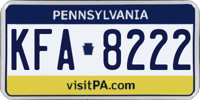 PA license plate KFA8222