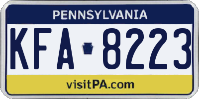 PA license plate KFA8223