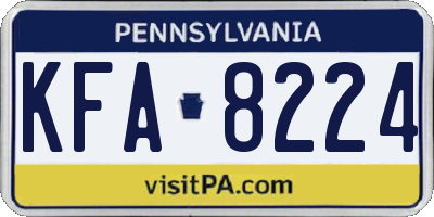 PA license plate KFA8224