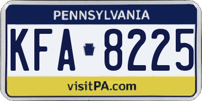PA license plate KFA8225