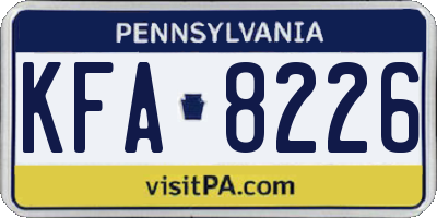 PA license plate KFA8226