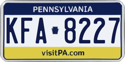PA license plate KFA8227