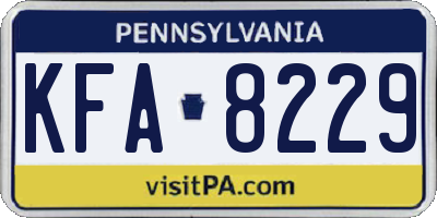 PA license plate KFA8229