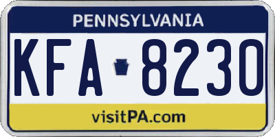 PA license plate KFA8230