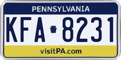 PA license plate KFA8231