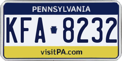 PA license plate KFA8232