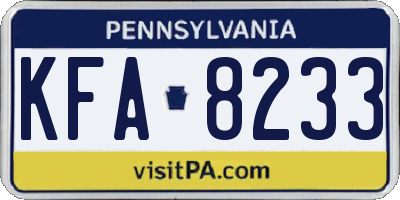 PA license plate KFA8233