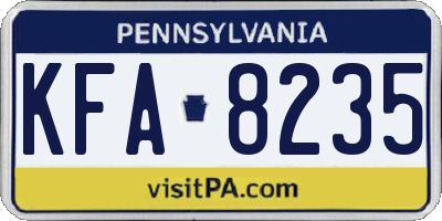 PA license plate KFA8235