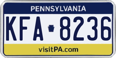 PA license plate KFA8236
