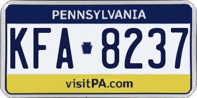 PA license plate KFA8237