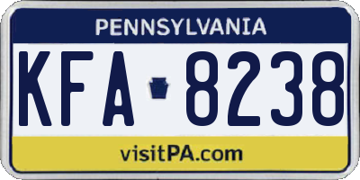 PA license plate KFA8238