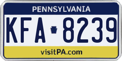 PA license plate KFA8239