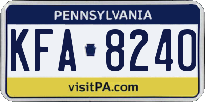 PA license plate KFA8240