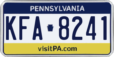 PA license plate KFA8241