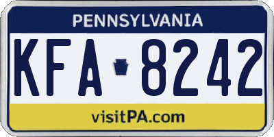 PA license plate KFA8242