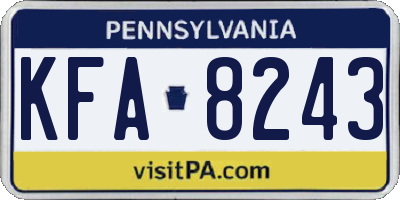 PA license plate KFA8243