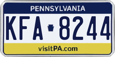 PA license plate KFA8244