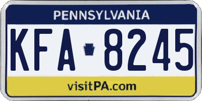 PA license plate KFA8245