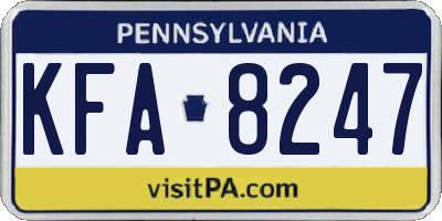 PA license plate KFA8247