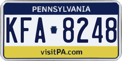 PA license plate KFA8248