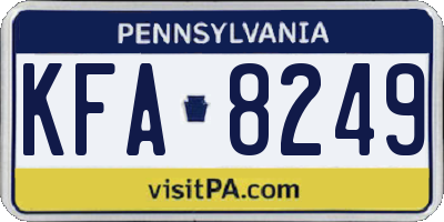 PA license plate KFA8249