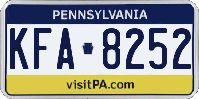 PA license plate KFA8252