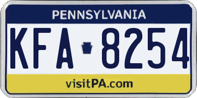 PA license plate KFA8254