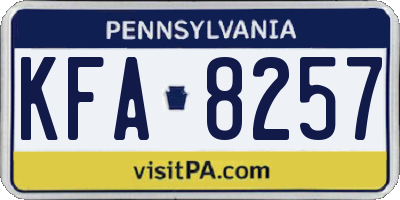 PA license plate KFA8257