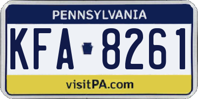 PA license plate KFA8261