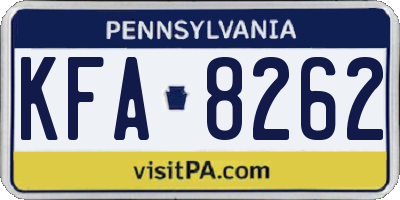 PA license plate KFA8262