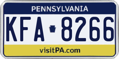 PA license plate KFA8266