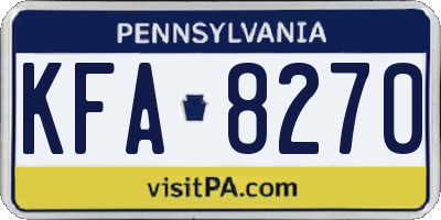 PA license plate KFA8270