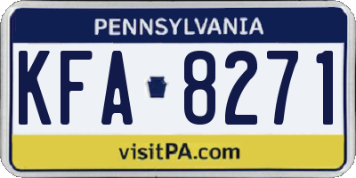 PA license plate KFA8271