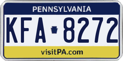 PA license plate KFA8272