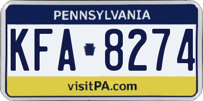 PA license plate KFA8274