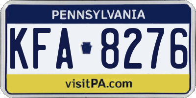 PA license plate KFA8276