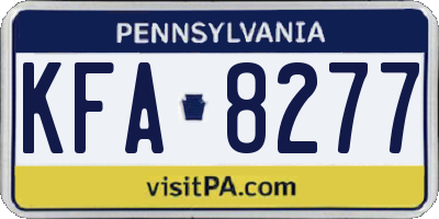 PA license plate KFA8277