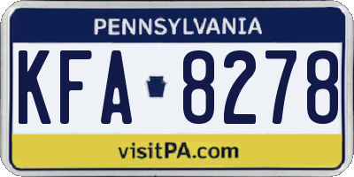 PA license plate KFA8278