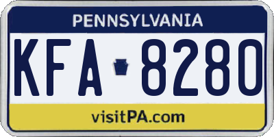 PA license plate KFA8280