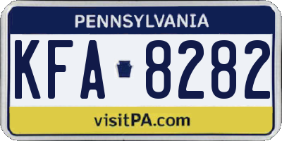 PA license plate KFA8282