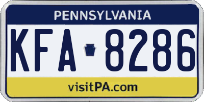 PA license plate KFA8286